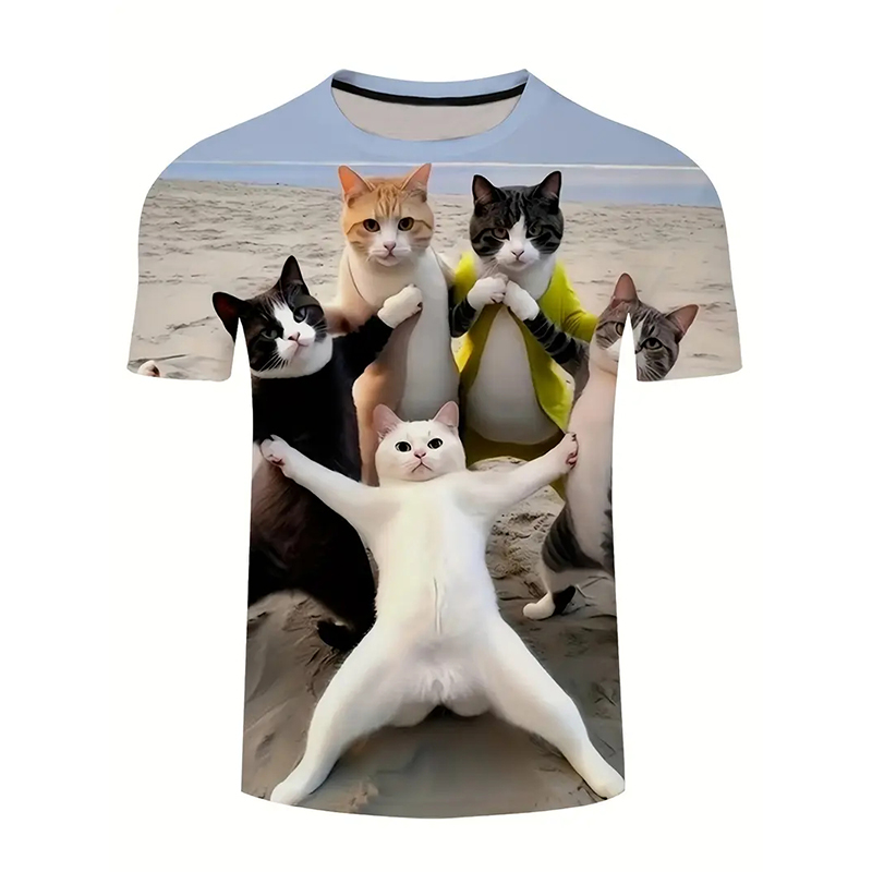Cat Pattern Funny T-shirt Men' - Popular Anime Merchandise review and price