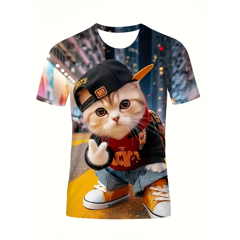 Cat Pattern Funny T-shirt Men' - Popular Anime Merchandise review and price