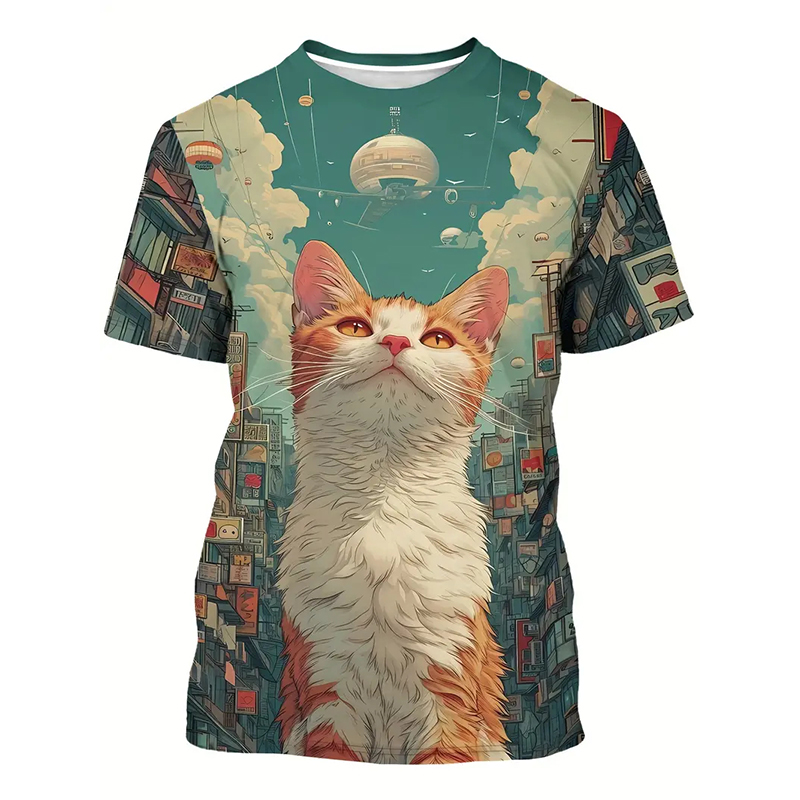 Cat Pattern Funny T-shirt Men' - Popular Anime Merchandise review and price