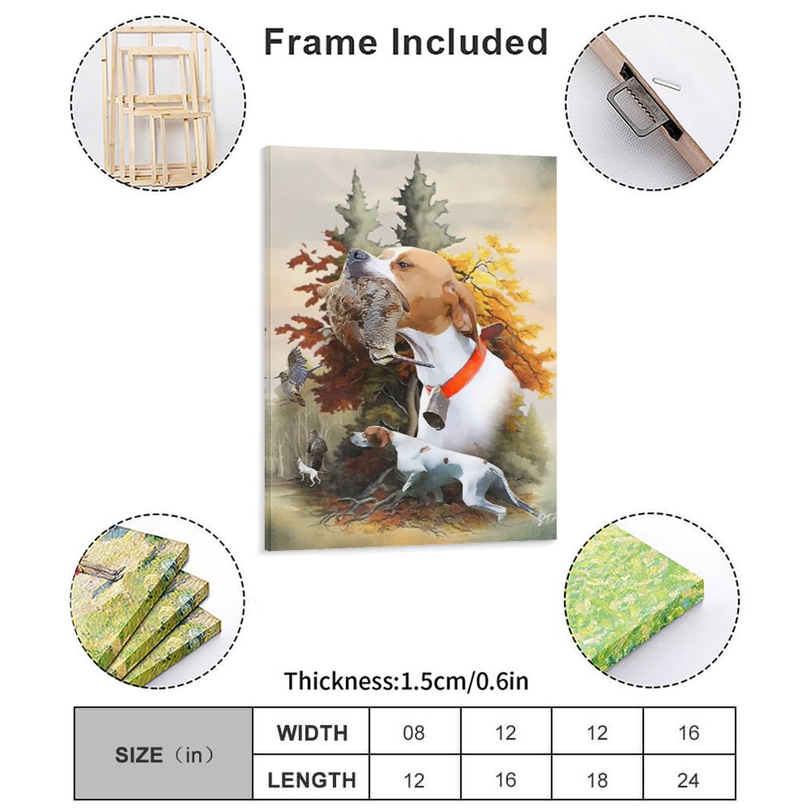 English Pointer Woodcock Hunti - Art Print Framed review and price