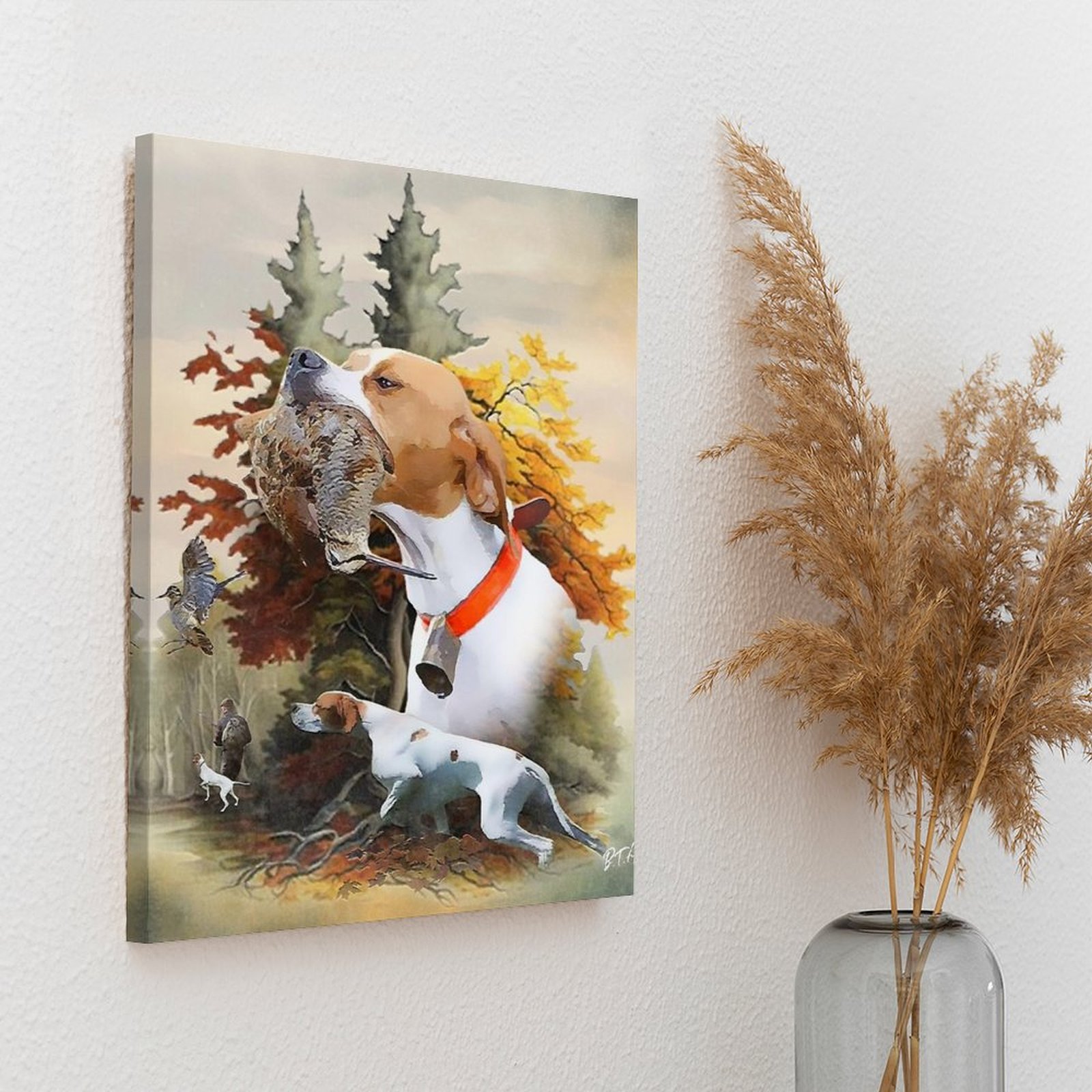 English Pointer Woodcock Hunti - Art Print Framed review and price